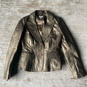 CACHE Gold Genuine Leather Jacket Size 2
